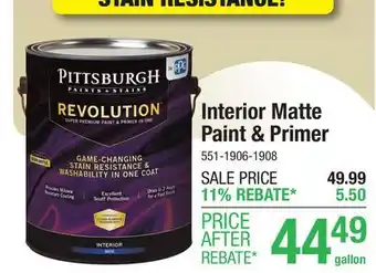 Menards Pittsburgh Paints & Stains Revolution Interior Matte Babys Breath Paint & Primer - 1 gal offer