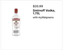 Walgreens Smirnoff Vodka, 1.75L offer