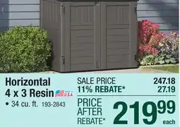 Menards Suncast Horizontal 4 x 3 Outdoor Resin Storage Shed offer