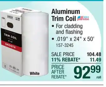 Menards 24 x 50' White/White Aluminum Trim Coil offer