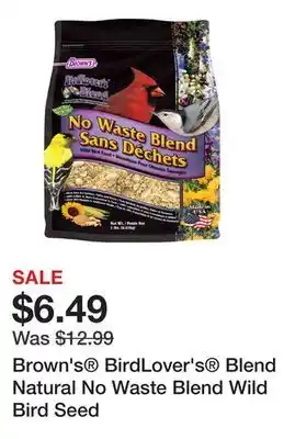 Petsmart Brown's BirdLover's Blend Natural No Waste Blend Wild Bird Seed offer