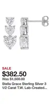 Kohl's Stella Grace Sterling Silver 3 1/2 Carat T.W. Lab-Created Moissanite Graduated Triple Heart Earrings offer