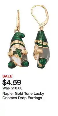 Kohl's Napier Gold Tone Lucky Gnomes Drop Earrings offer