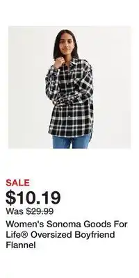 Kohl's Women's Sonoma Goods For Life Oversized Boyfriend Flannel offer