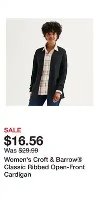 Kohl's Women's Croft & Barrow Classic Ribbed Open-Front Cardigan offer