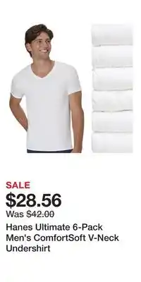 Kohl's Hanes Ultimate 6-Pack Men's ComfortSoft V-Neck Undershirt offer