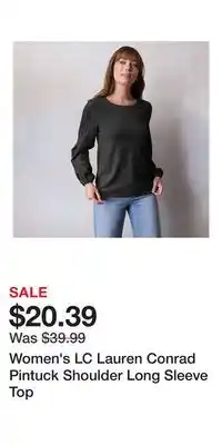 Kohl's Women's LC Lauren Conrad Pintuck Shoulder Long Sleeve Top offer