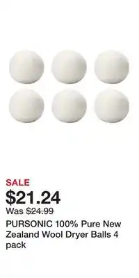 Nordstrom PURSONIC 100% Pure New Zealand Wool Dryer Balls 4 pack offer