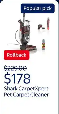 Walmart Shark CarpetXpert Pet Upright Deep Carpet Cleaner with Handheld Spot & Stain Eliminator offer