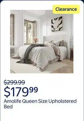 Walmart Amolife Queen Size Velvet Upholstered Bed with Wingback Headboard, Off-white offer