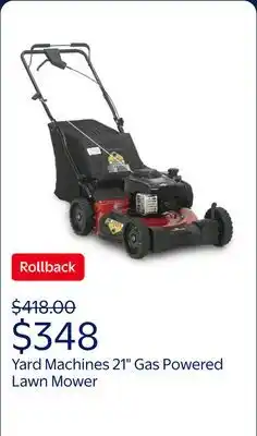 Walmart Yard Machines 21 RWD Walk Behind 150cc Gas Powered Lawn Mower offer