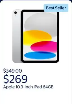 Walmart 2022 Apple 10.9-inch iPad Wi-Fi 64GB - Silver (10th Generation) offer