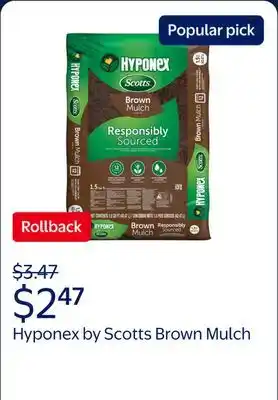 Walmart Hyponex by Scotts Brown Mulch, for Landscapes and Gardens offer