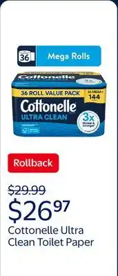 Walmart Cottonelle Ultra Clean Toilet Paper, Strong Toilet Tissue offer