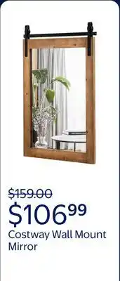 Walmart Costway Wall Mount Mirror Decor Vanity Mirror Wood Frame Barn Door Style Brown offer