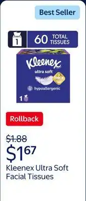 Walmart Kleenex Ultra Soft Facial Tissues offer