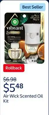 Walmart Air Wick Scented Oil Vibrant Kit (Warmer + 1 Refill), White Sage & Mahogany offer