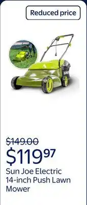 Walmart Sun Joe Electric 14-inch Walk-Behind Push Lawn Mower, 12-Amp, 3-Position offer