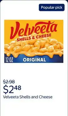 Walmart Velveeta Shells and Cheese Original Macaroni and Cheese Dinner offer