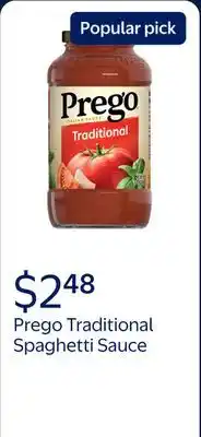 Walmart Prego Traditional Spaghetti Sauce offer