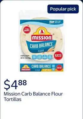 Walmart Mission Carb Balance Flour Tortillas, Soft Taco Size offer