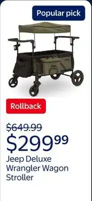 Walmart Jeep Deluxe Wrangler Wagon Stroller with Cooler Bag and Parent Organizer by Delta Children Unisex offer