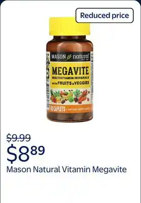 Walmart Mason Natural Vitamin Megavite Fruits and Veggies Mineral Formula, Overall Health offer