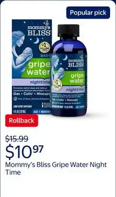 Walmart Mommy's Bliss Gripe Water Night Time, Dietary Supplement offer