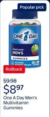 Walmart One A Day Men's Multivitamin Gummies, Multivitamins for Men offer