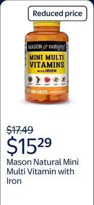 Walmart Mason Natural, Mini Multi Vitamin with Iron, General Wellness, Unisex offer