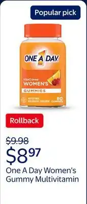 Walmart One A Day Women's Gummy Multivitamin, Multivitamins for Women offer