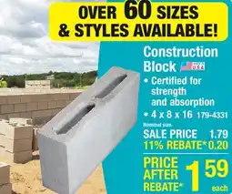 Menards 4 x 8 x 16 Regular Construction Block offer