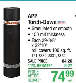 Menards White Granulated APP Torch-Down Roofing (100 sq. ft.) offer