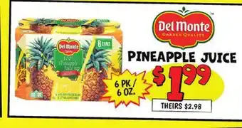 Ollie's DEL MONTE PINEAPPLE JUICE offer