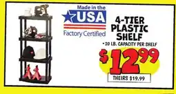 Ollie's 4-TIER PLASTIC SHELF offer