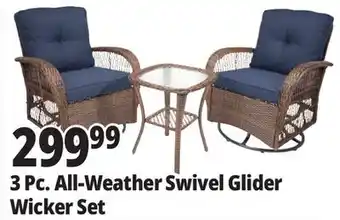 Ocean State Job Lot Outdoor Living Furnishings All-Weather 3-Piece Swivel Glider Set with Cushions offer