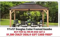 Ocean State Job Lot Douglas 11' x 13' Cedar Framed Gazebo with Steel & Polycarbonate Hip Roof Hardtop offer