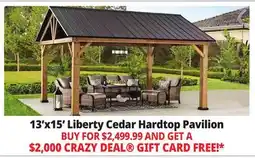 Ocean State Job Lot Liberty 13' x 15' Cedar Framed Pavilion with Steel Hardtop Gable Roof offer