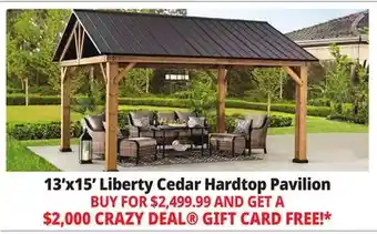 Ocean State Job Lot Liberty 13' x 15' Cedar Framed Pavilion with Steel Hardtop Gable Roof offer