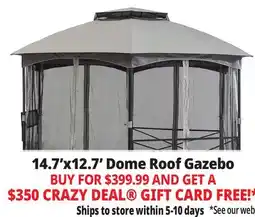 Ocean State Job Lot Sunjoy 2-Tone Steel Gazebo with 2-Tier Dome Roof 14.7' x 12.7' Gray offer