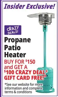 Ocean State Job Lot 46 000 BTU Outdoor Propane Patio Heater with Wheels Stainless Steel and Hammered Black offer