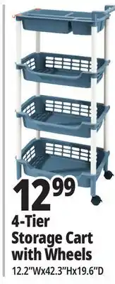 Ocean State Job Lot 4-Tier Storage Cart with Wheels offer