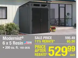 Menards Suncast Modernist 6 x 5 Outdoor Resin Storage Shed offer