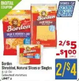 Homeland Market Borden Shredded, Natural Slices or Singles offer