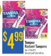 Homeland Market Tampax Radiant Tampons offer