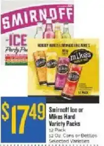 Homeland Market Smirnoff Ice or Mikes Hard Variety Packs offer