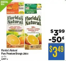 Homeland Market Florida's Natural Pure Premium Orange Juice offer