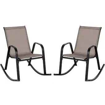 Walmart Costway 2pcs Patio Rocking Chair Heavy-Duty Metal Rocker Outdoor Anti-Slip Brown offer