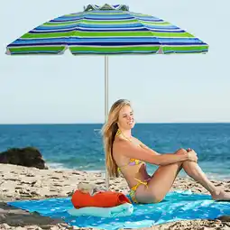 Walmart Costway 6.5FT Patio Beach Umbrella Sun Shade Tilt W/Carry Bag Turquoise offer