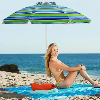 Walmart Costway 6.5FT Patio Beach Umbrella Sun Shade Tilt W/Carry Bag Turquoise offer